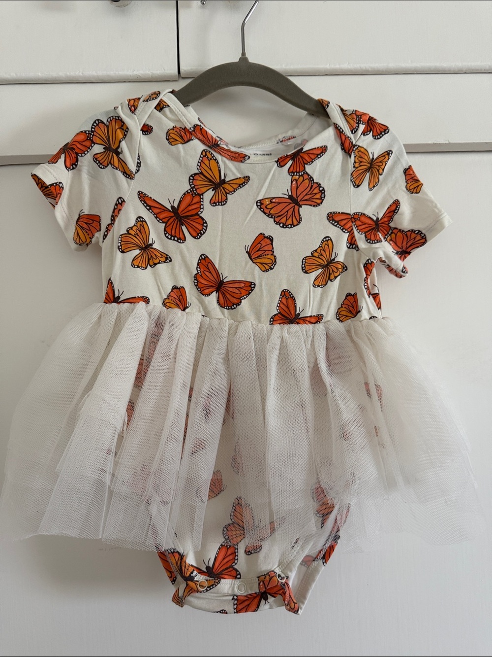 Angel Dear White and Orange Butterfly Tulle One-Piece
